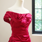Red off-the-shoulder fitted long ball gown/bridal dress R8479