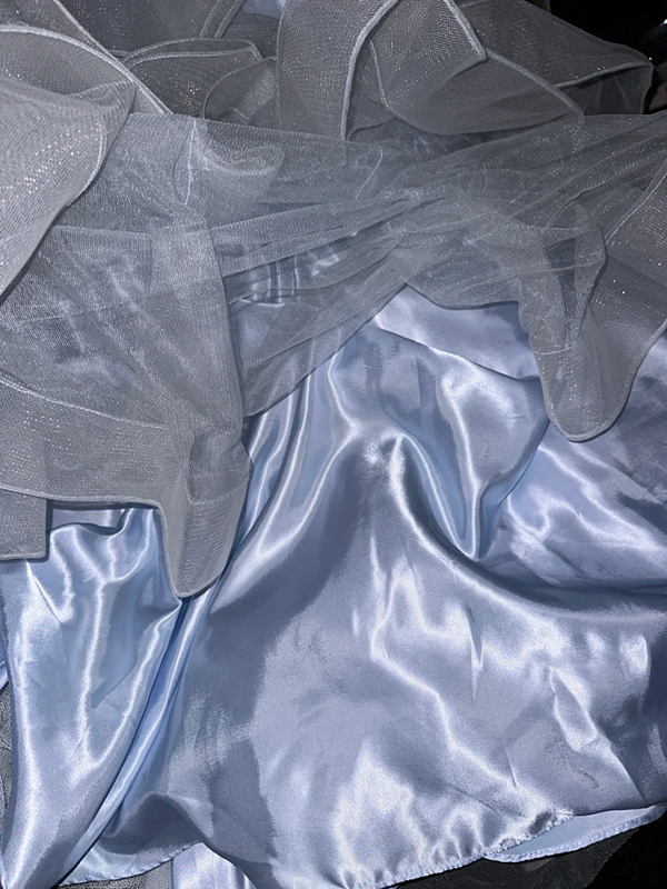 Light blue halter-neck rhinestone high-waisted elegant fairy long ball gown R6927