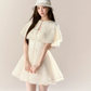 White halter cape waist slim A-line short skirt homecoming dress R5398