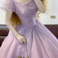 Light Purple Waist-Cinched Fitted Elegant Puffy-Hem Ball Gown, Bridal Gown R7321