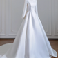 White satin fitted long ball gown, elegant wedding dress R8248
