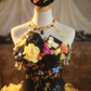 Orange Strapless Waist-Cinched 3D Floral Puff-Skirt Long Ball Gown & Bridal Gown R7369