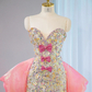 Gold sequined strapless fitted waist sexy long ball gown, bridal dress R9034