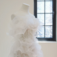 White strapless, fitted waist, long fishtail skirt, sexy ball gown, bridal dress R8511