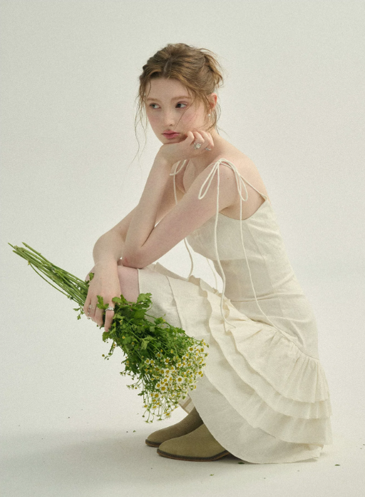 Cream White Tiered Ruffle Mini Dress Women With Tie Straps And Bow Detail R9487