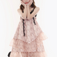 Black And Pink Tiered Ruffle Cami Dress Women With Lace Straps And Floral Print R9418