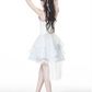 Sweet Style White and Light Blue Dress with Corset Top, Tiered Lace Skirt and Spaghetti Straps R9274