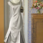 Grey satin sleeveless fitted mini dress, ball gown R6249