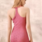 Coquette Pink Knitted Halter Dress With V Neck, Ruffle Front And Bodycon Fit R9279