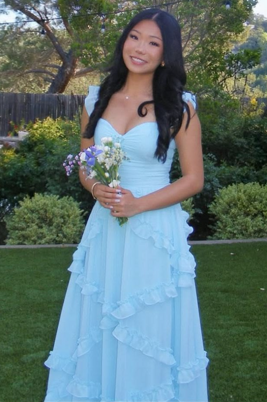 Clean Flowy Prom Gown Blue Women's Corset Maxi Evening Dress Casual Dress RS2868