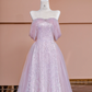 Light purple strapless, fitted A-line long ball gown/bridal dress R8423