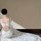 White halter-neck lace fitted waist sexy long ball gown/wedding dress R8020