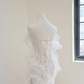 White strapless, fitted waist, long fishtail skirt, sexy ball gown, bridal dress R8511