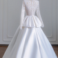 White satin fitted long ball gown, elegant wedding dress R8248