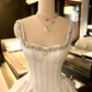 White diamond suspenders slim waist elegant A-line long skirt short skirt homecoming dress R4226