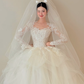 White lace top waist slim fit puffy skirt tulle long dress bridal dress R6029