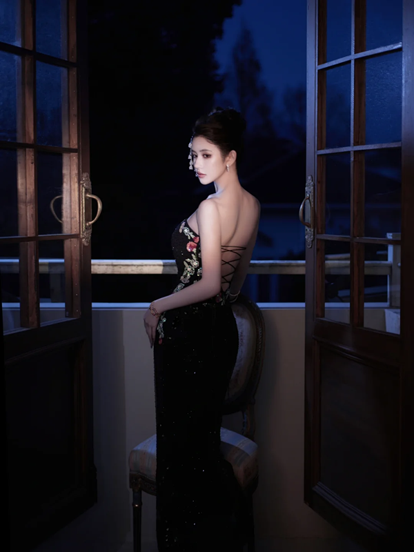 Black Strapless Ruched-Waist Bodycon Mermaid Prom Dress R7087