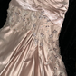 Light champagne-colored strapless, fitted, sexy long ball gown R6967