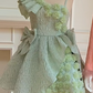 Green asymmetrical suspenders waist slim fit puffy princess skirt homecoming dress R5037