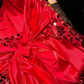 Red halter-neck sequined fitted long ball gown R7007