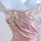 Light pink strapless fitted waist elegant floral pattern long ball gown/bridal dress R8278