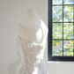 Off-white strapless fitted waist bodycon long ball gown, bridal dress R8453