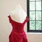 Red off-the-shoulder fitted long ball gown/bridal dress R8479