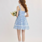 Blue Floral Lace Cami Dress Women With Bow Detail And Flared Skirt R9451
