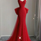Red Strapless Fitted-Waist Slim-Fit Hip-Hugging Mermaid-Length Prom Dress R6488