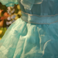 Light blue puff sleeves, fitted waist, full skirt, ball gown, bridal gown R7260