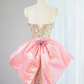 Gold sequined strapless fitted waist sexy long ball gown, bridal dress R9034