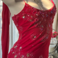 Pink halter-neck fitted long ball gown R7683