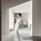 White halter-neck lace fitted waist sexy long ball gown/wedding dress R8020