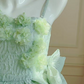 Green asymmetrical suspenders waist slim fit puffy princess skirt homecoming dress R5037