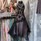 Light-colored lining, black halter neck, sleeveless, fitted waist, asymmetrical hem, ball gown R7834