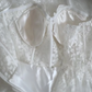 White halter-neck fitted lace maxi ball gown R6767
