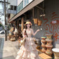 Ruffle V-Neck Floral Chiffon Vacation Dress R9123