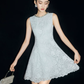 Light Blue Lace Sleeveless Dress with Rhinestone Neckline R9205