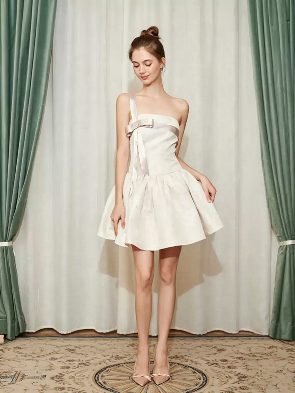 Coquette Tiered Spaghetti Strap Mini Dress with Bow & Ruffle Detail R9149