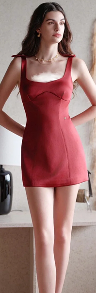 Red vest suspenders waist slim sexy short skirt homecoming dress R4629