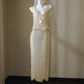 Apricot Sequined Strapless Retro Elegant Bridal Dress R5695