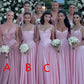 Cute Pink Long Bridesmaids Gowns Party Prom Dresses   S6936