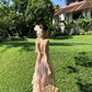 Elegant Pink Satin Ruffle Trim Long Evening Dress with Corset Back Design R9127