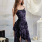 Grunge Style Purple Tie-Dye Cami Dress With Tiered Skirt And Layered Design R9306