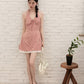 Retro Pink Gingham Halter Mini Dress with Heart Detail R9173