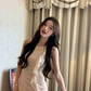 Blush Pink Ruffle Trim Sleeveless Bodycon Dress Women With Side Flounce Detail R9399