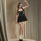 Gothic Coquette Bustier Dress with Lace Flounce Hem R9201