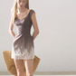 Elegant Short Dress with Lace Detail and Slim Fit for Women R9365