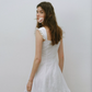 White Swiss Dot A-Line Mini Dress Women With Lace Ruffle Trim R9472