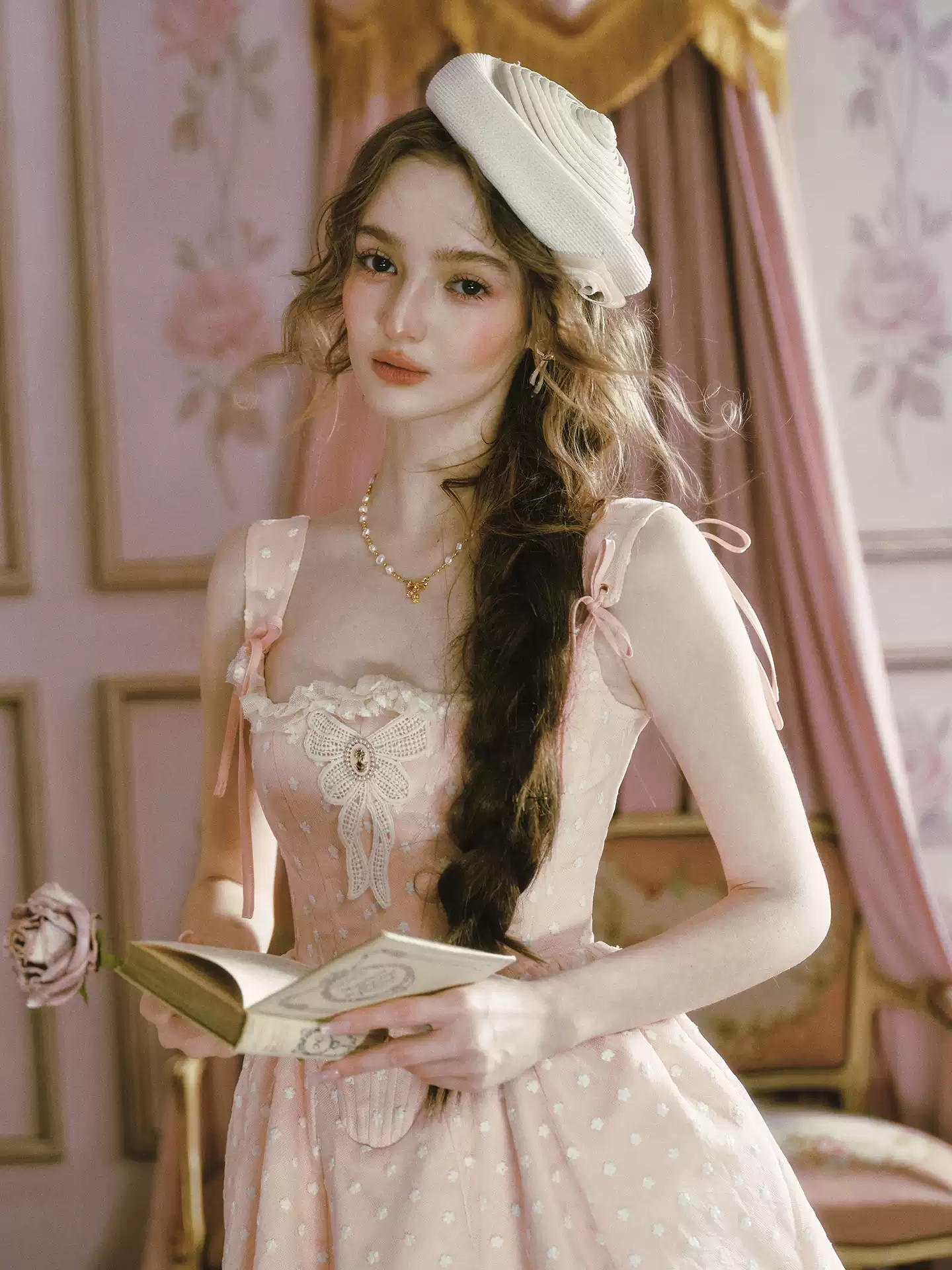 Sweet Pink Corset Mini Dress with Lace Trim & Puff Skirt R9204